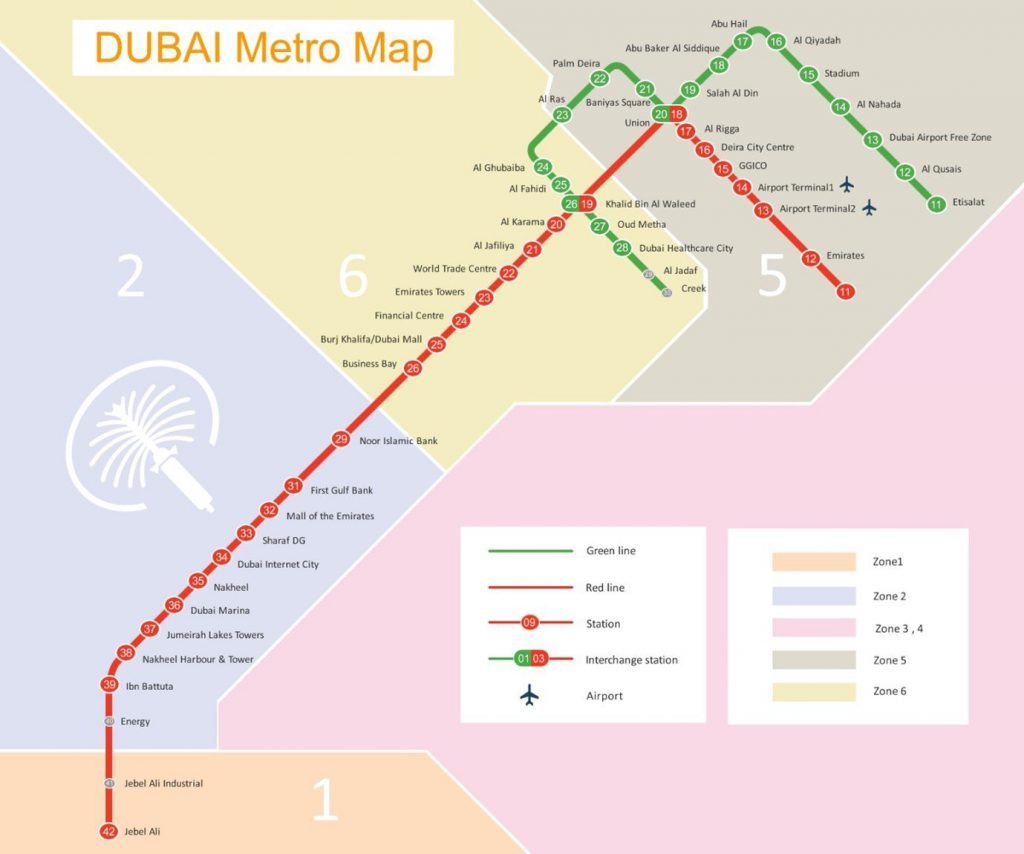 DUBAI METRO MAP Metro Map In Dubai